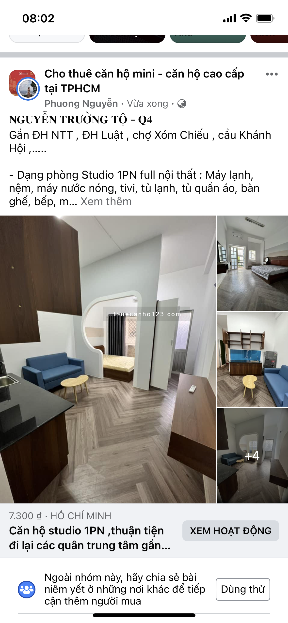 Studio 1PN gần đh luật, đh Ntt, nhiều tiện ích , thuận tiện đi lại các quận trung tâm.