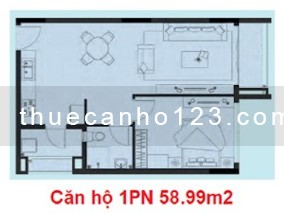 Cần cho thuê 1PN 59m2, Full nội thất thiết kế đồng bộ (như hình). Giá thuê 7tr/tháng. LH 0903 423 22