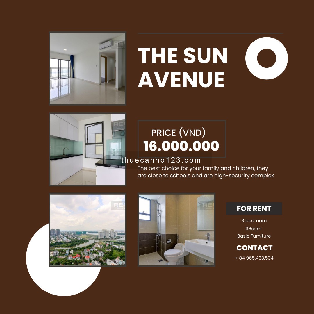 The Sun Avenue 3 phòng ngủ 96m2 NTCB view sông mát mẻ 16 triệu bao phí