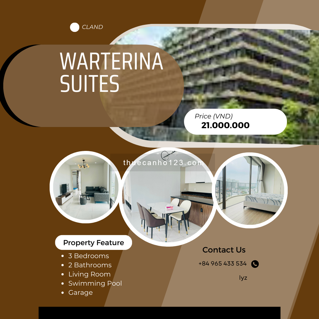 Thuê liền 3 phòng ngủ Waterina Suites đầy đủ nội thất chỉ 21 triệu