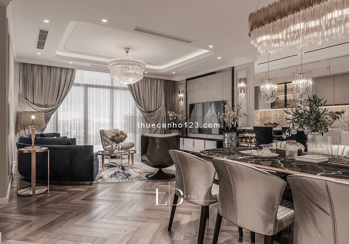 Cho thuê căn hộ 4PN Vinhomes Central Park 154 m2, nội thất sang trọng tòa Landmark 81