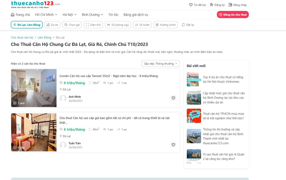 Đăng tin và tìm thuê căn hộ chung cư Đà Lạt tại thuecanho123.com Đăng tin và tìm thuê căn hộ chung cư Đà Lạt tại thuecanho123.com