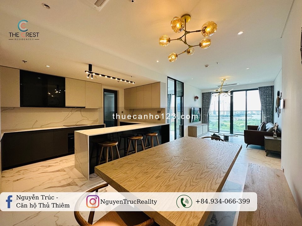 Cho thuê căn 3PN The Metropole Thủ Thêm 115m2, full nội thất mới đẹp, view sông Landmart 81 lầu cao