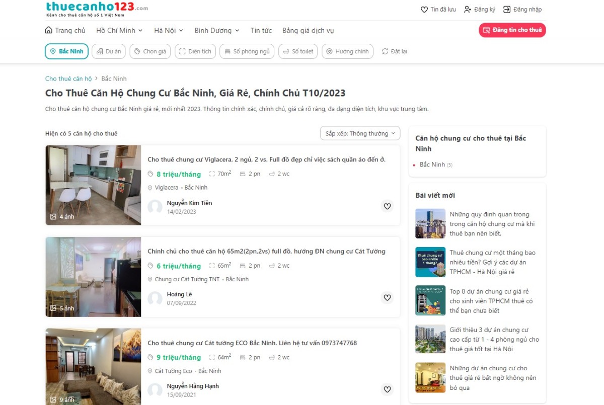 Thuê và cho thuê căn hộ Bắc Ninh tại thuecanho123.com Thuê và cho thuê căn hộ Bắc Ninh tại thuecanho123.com