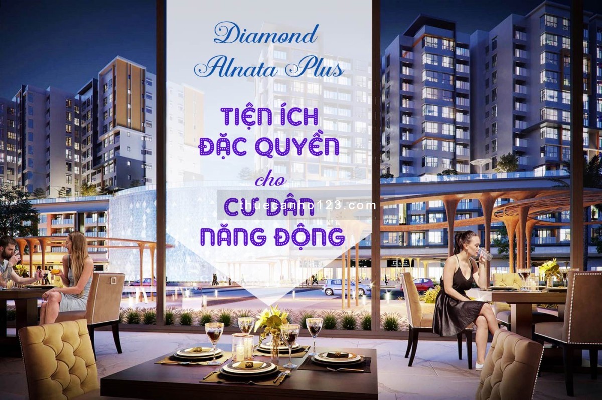 Cho thuê căn hộ 2PN Diamond Alnata Plus-88m2/ntcb có bếp,rèm,máy lạnh giá chỉ 15tr/th-Celadon City