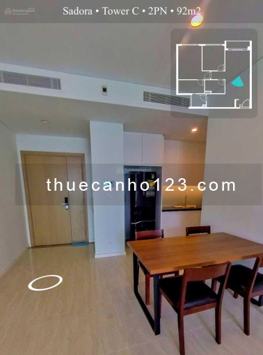 Cho thuê NHANH 2PN, full nt Sadora SALA, 88m2 chỉ 25tr