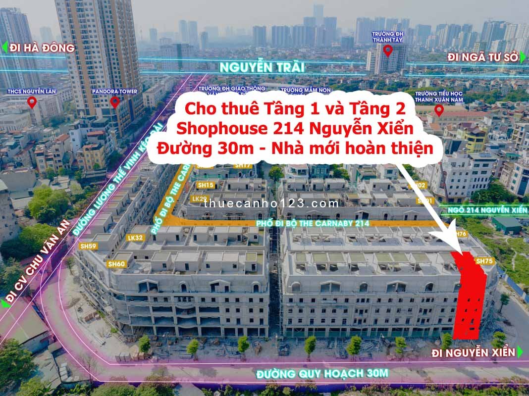 Cho thuê shophouse liền kề 214 Nguyễn Xiển nhà hoàn thiện đầy đủ