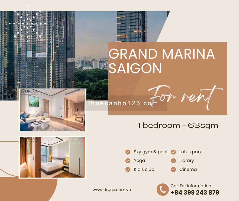 Căn hộ 1PN Marriott - Grand Marina Saigon, full nội thất cao cấp