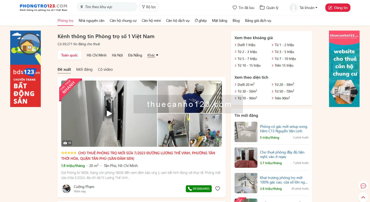 Phongtro123.com - chuyên cho thuê phòng trọ uy tín