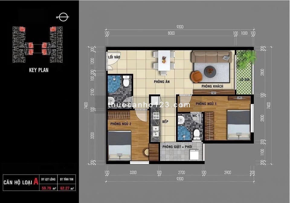 CHÍNH CHỦ - Cho thuê căn hộ Sài Gòn Avenue 2PN 2WC 62m2, Thủ Đức