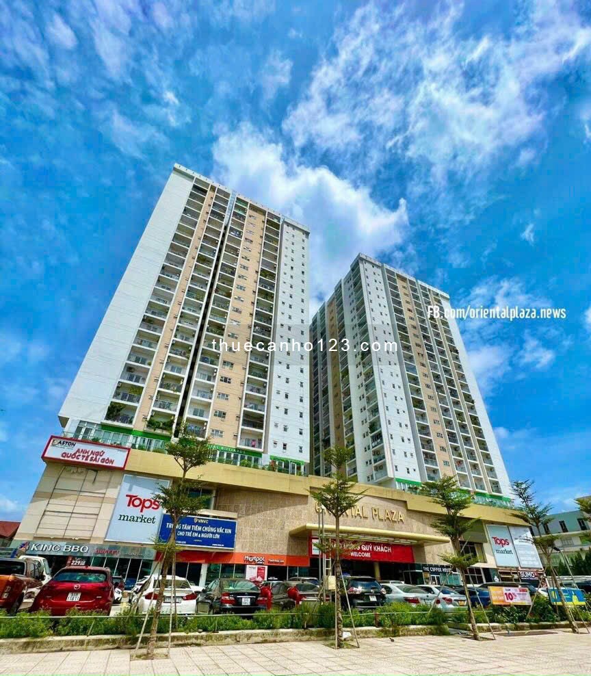 Cho thuê căn hộ Oriental Plaza, DT 80m2, 2PN, có NT, giá 12tr/tháng.