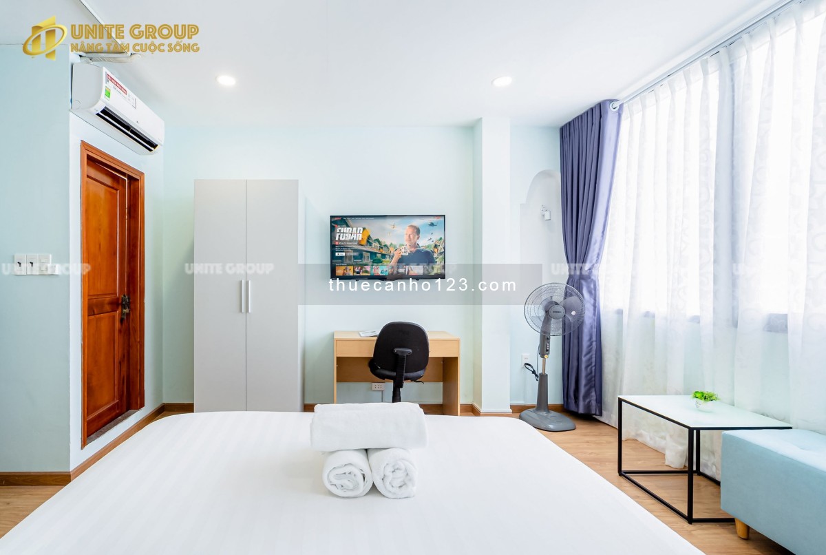 Cho thuê căn hộ cửa sổ trời tách bếp full NT thang máy gần Pull Man, Bùi Viện, Nguyễn Huệ, Bến Thành