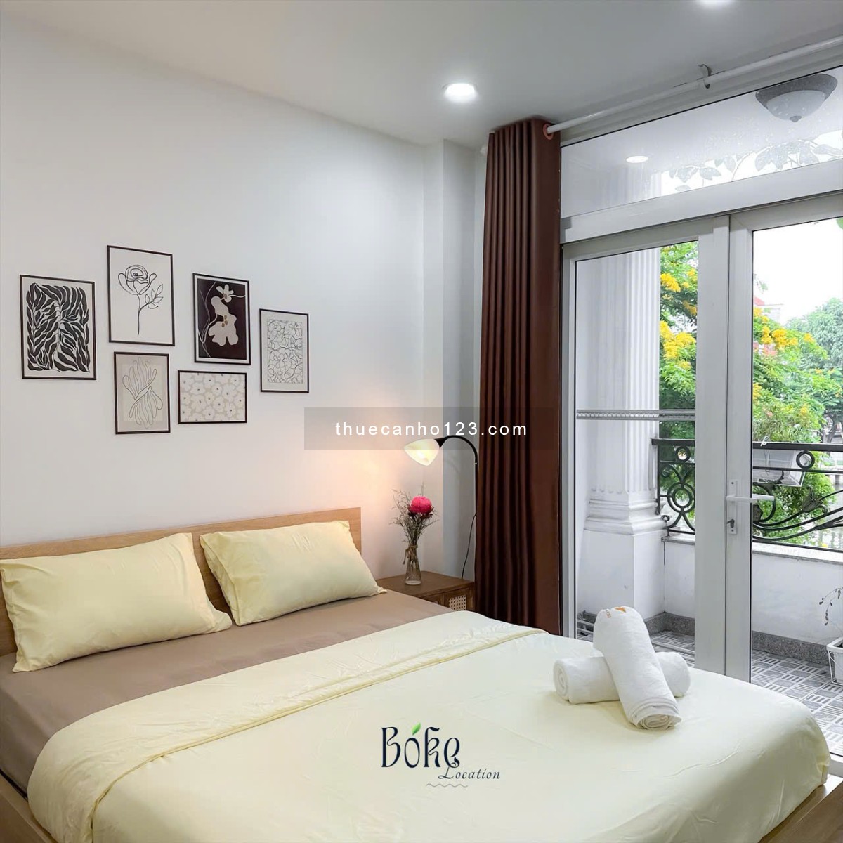 Cho thuê căn hộ 1PN-55m2, Thang máy, Hầm xe, View cây xanh, View bờ sông Gần Vòng Xoay Điện Biên Phủ