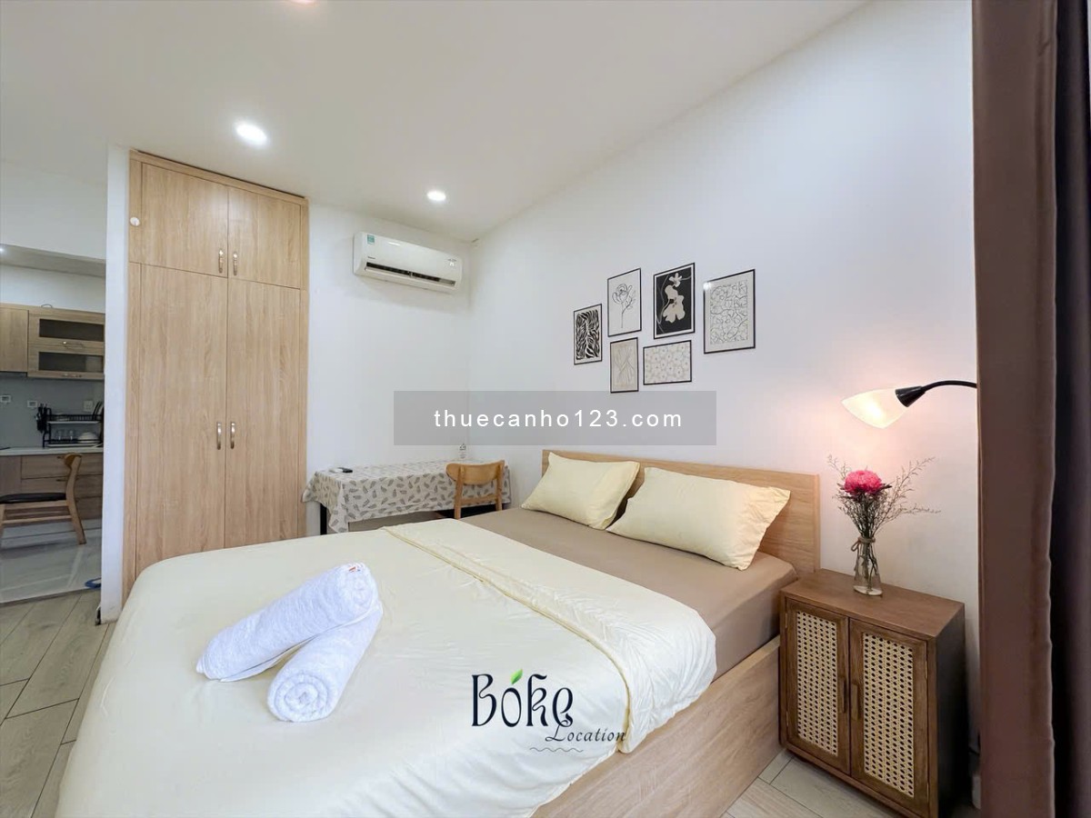 Cho thuê căn hộ 1PN-55m2, Thang máy, Hầm xe, View cây xanh, View bờ sông Gần Vòng Xoay Điện Biên Phủ