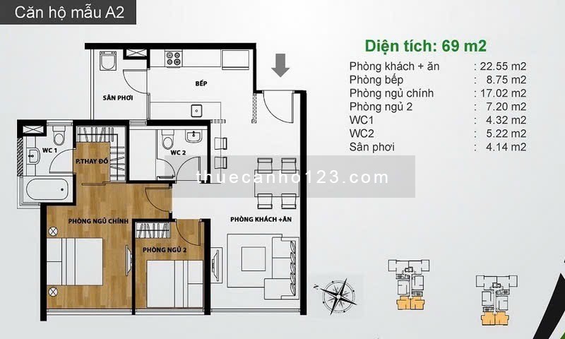 Căn Hộ 2PN Cao Cấp Cho Thuê Tại The Ascent Thảo Điền – 70m², Full Nội Thất – Chỉ 21 Triệu/Tháng
