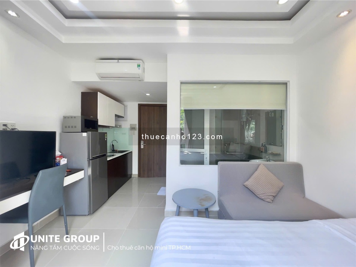Cho thuê căn hộ cửa sổ trời, full nội thất thang máy gần Lê Thị Riêng, Ga Sài Gòn, CT Dân Chủ