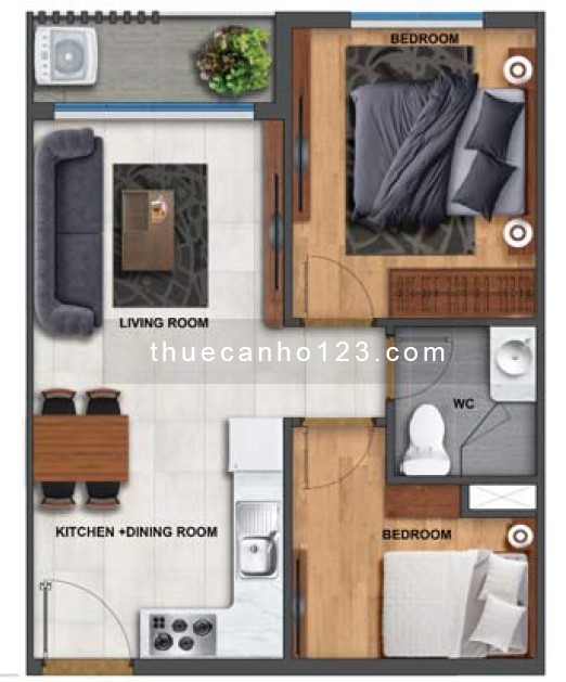Một căn duy nhất mở cửa bước ra sân vườn tại Jamila Khang Điền, nhà trống cơ bản – 8.5 triệu