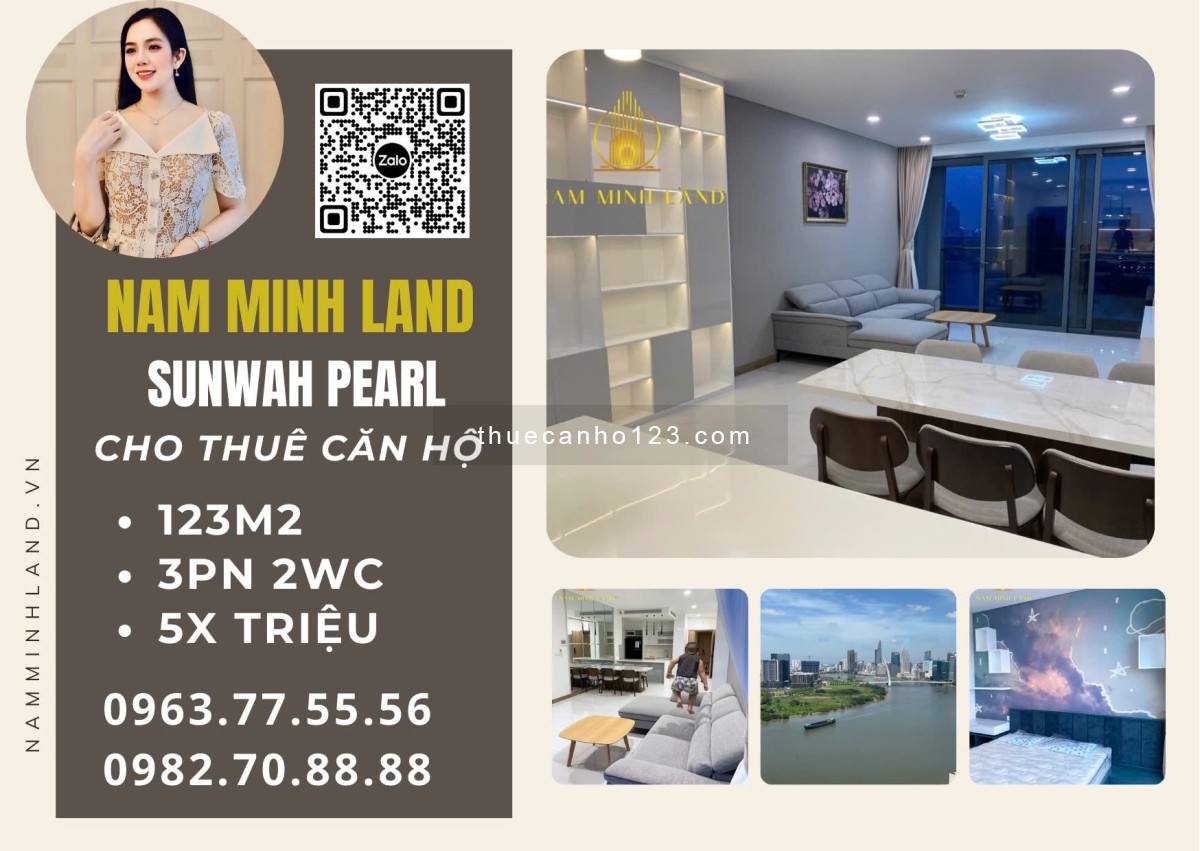 Hải Yến 0963775556 - cho thuê căn hộ Sunwah Pearl 3 phòng ngủ, view đẹp nhất Thủ Thiêm + sông SG