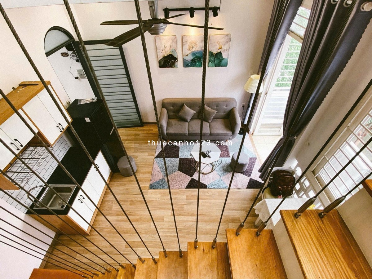 Cho thuê căn hộ penthouse 1 trệt 1 lầu 70m², ban công sân thượng, ngay Etown, quận Tân Bình