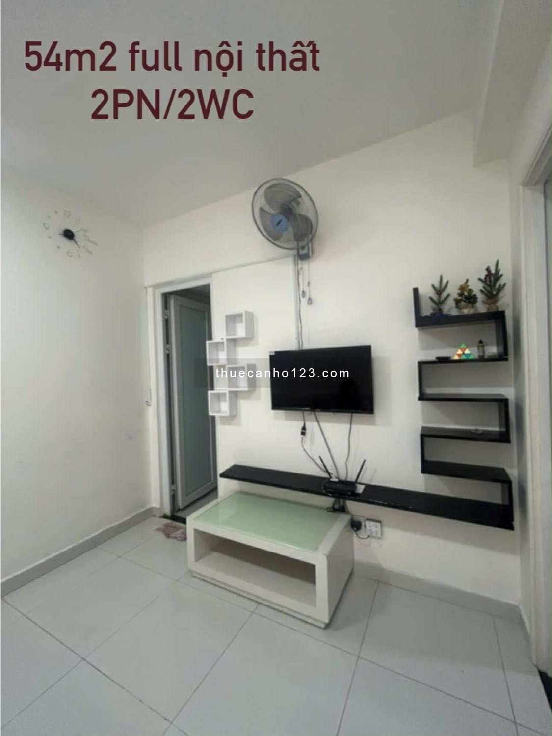 Cho thuê căn hộ 54m2 có 2PN full nội thất