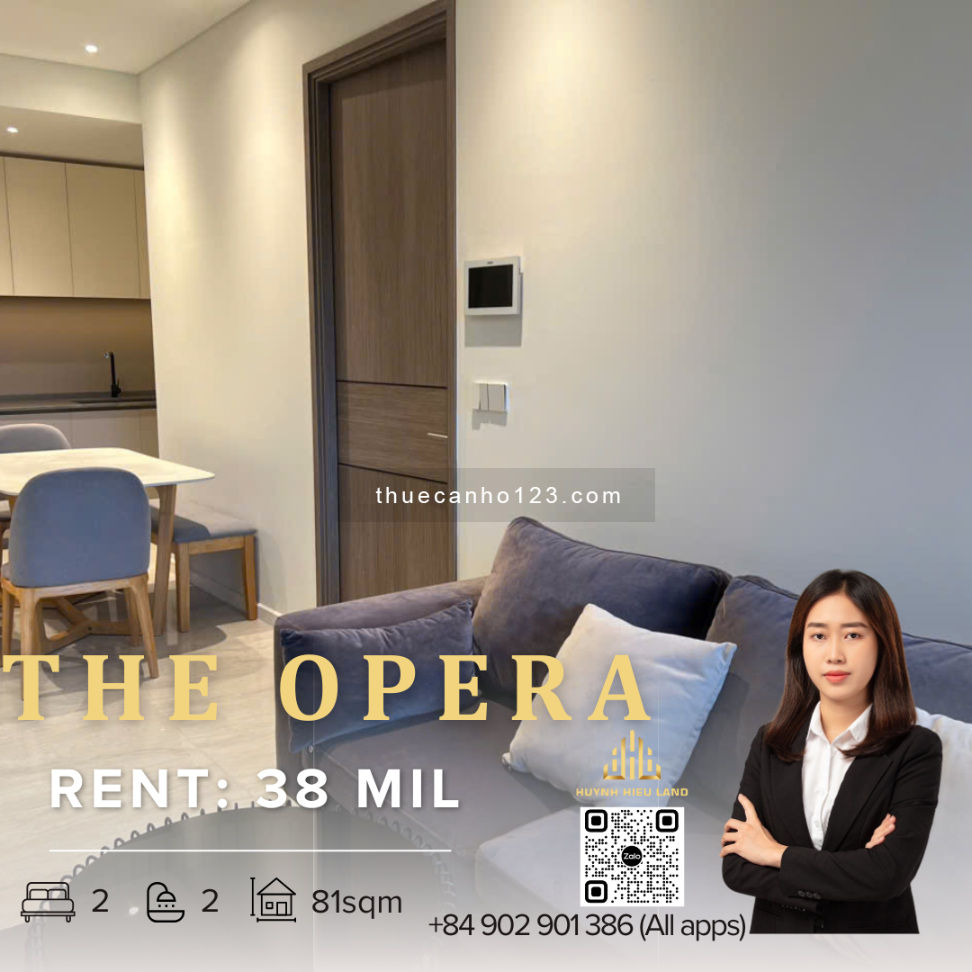 Căn hộ 2PN rộng 81m² The Opera cho thuê – View đẹp, nội thất cao cấp, giá tốt nhất thị trường