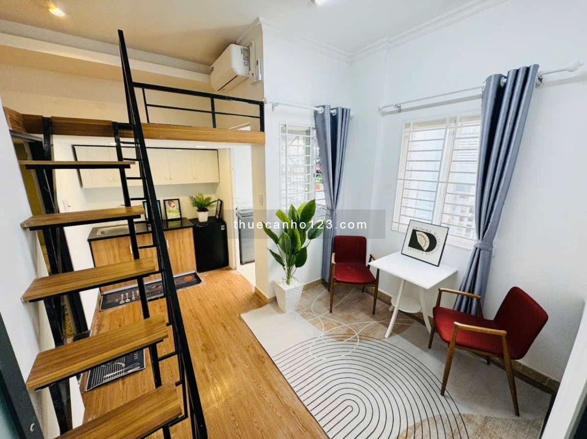 Cho thuê căn hộ Duplex ban công full nội thất gần sân bay Tân Sơn Nhất_Công viên Gia Định Tân Bình