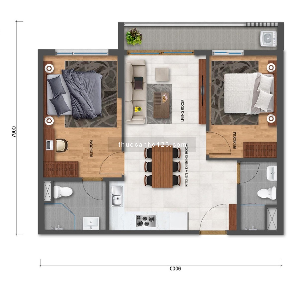 Duy nhất 1 căn sân vườn Safira Khang Điền 2PN 2WC, nội thất cơ bản, chỉ 9.5 triệu