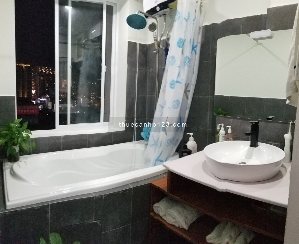 Cho thuê căn 1 phòng ngủ 44m2 tại 109 Nguyễn Biểu, 7.5 Triệu, Lầu 12, View Q1 Q4 có nội thất