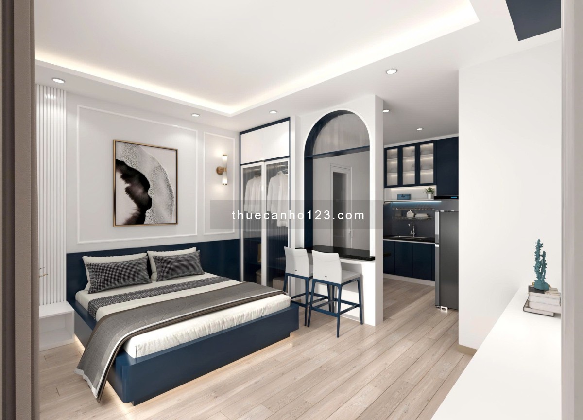 Căn hộ studio rộng 35m2 - Gần cầu Thị Nghè - Ban công, cửa sổ lớn, đầy đủ nội thất