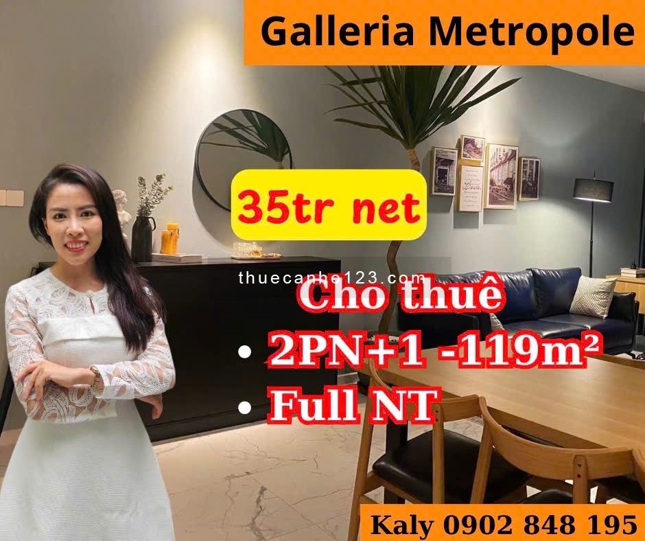 Cho Thuê Gấp Căn 119m² Galleria Metropole – 2PN + 1 Phòng Làm Việc, Giá 35 Triệu