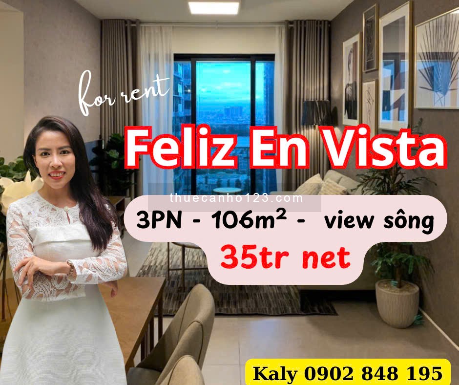 Feliz En Vista – Căn 3PN View Sông Thoáng, Full Nội Thất, 35Tr/Tháng – Dọn Vào Ở Ngay