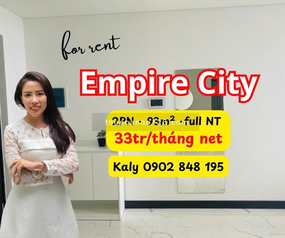 Căn Hộ 2PN Empire City, Full Nội Thất, View Đẹp, Giá 33Tr/Tháng – Nhận Nhà 01/08