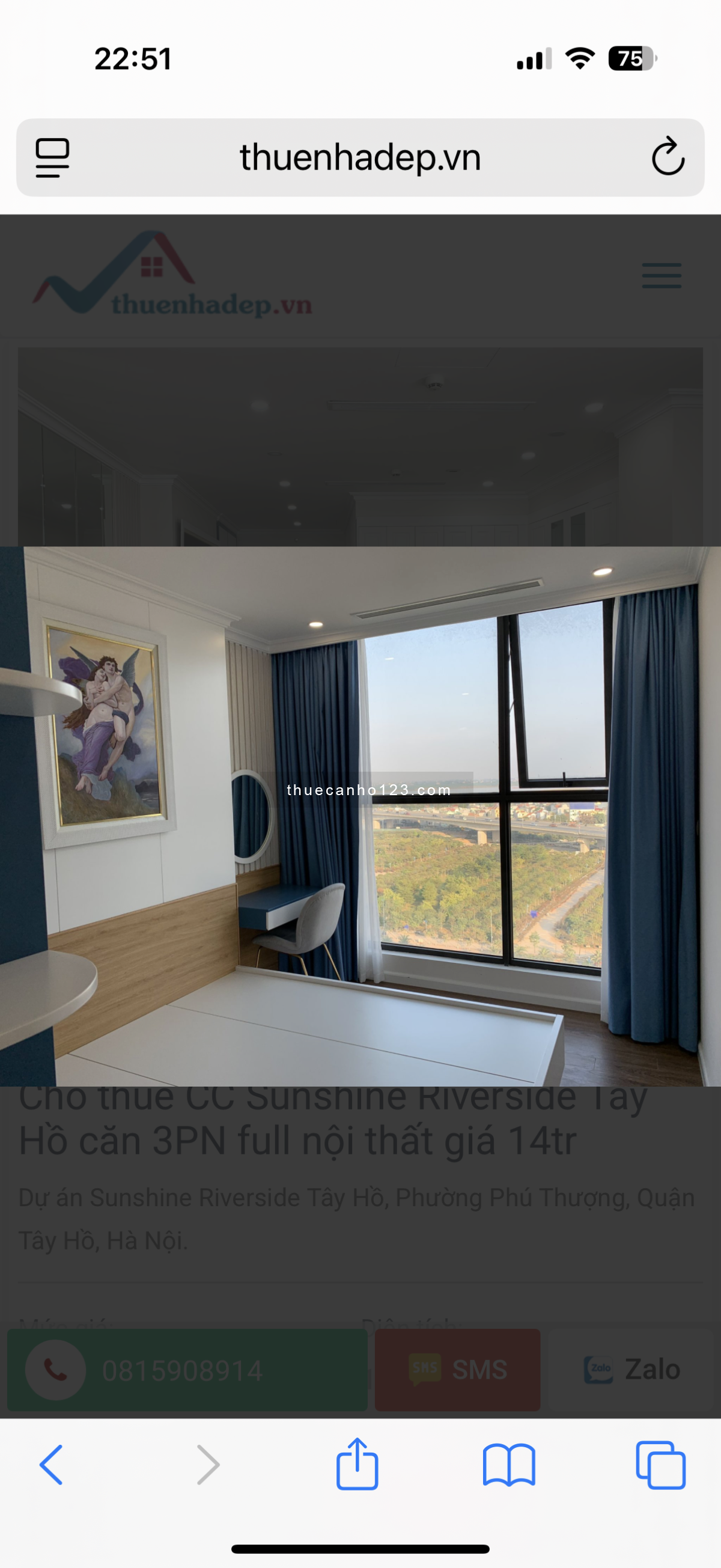 Chính chủ cần cho thuê căn góc 100m2 chung cư Sunshine Riverside Tây Hồ