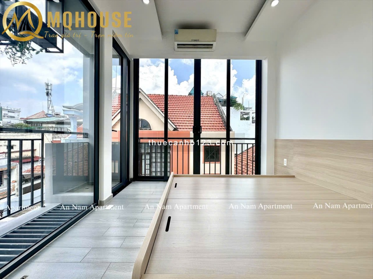 Cho thuê căn hộ 1PN 1PK, ban công 45m2 gần tòa Sky Center - sân bay - CV Gia Định