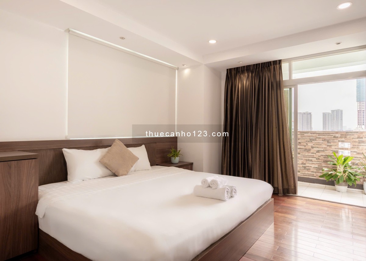 Cho thuê căn hộ mini 2 phòng ngủ nhà mặt tiền ban công siêu thoáng nội thất hiện đại, nhà mới 100%