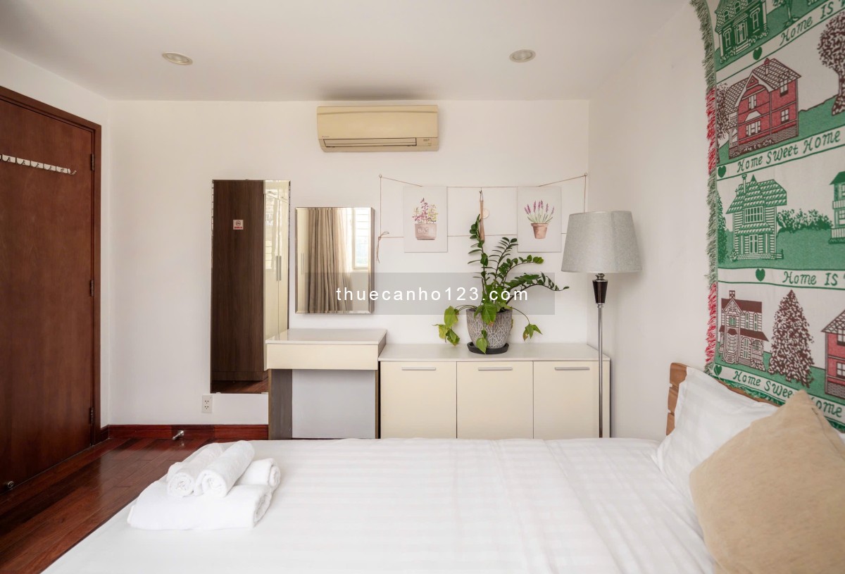 Cho thuê căn hộ mini 2 phòng ngủ nhà mặt tiền ban công siêu thoáng nội thất hiện đại, nhà mới 100%