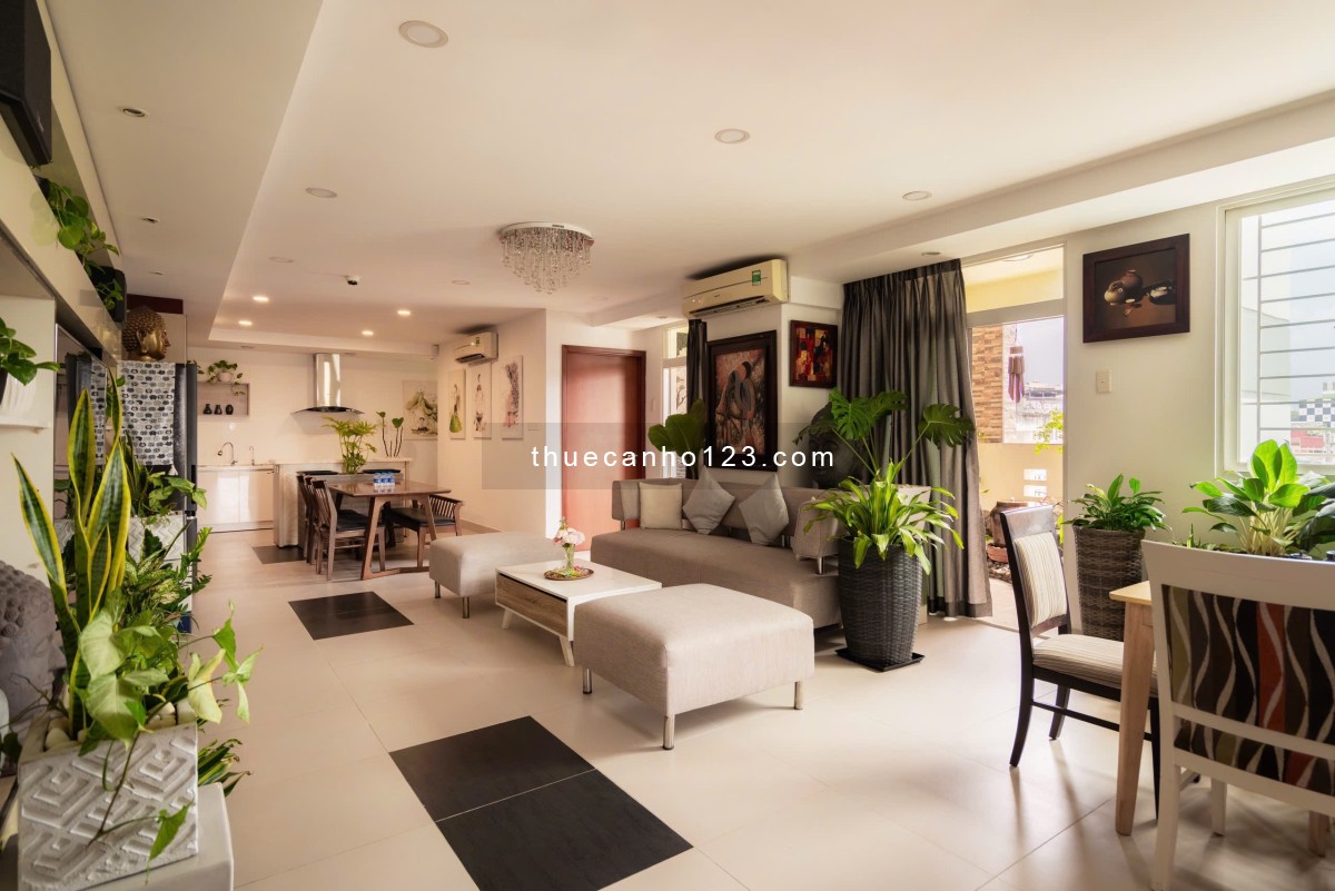 Cho thuê căn hộ mini 2 phòng ngủ nhà mặt tiền ban công siêu thoáng nội thất hiện đại, nhà mới 100%