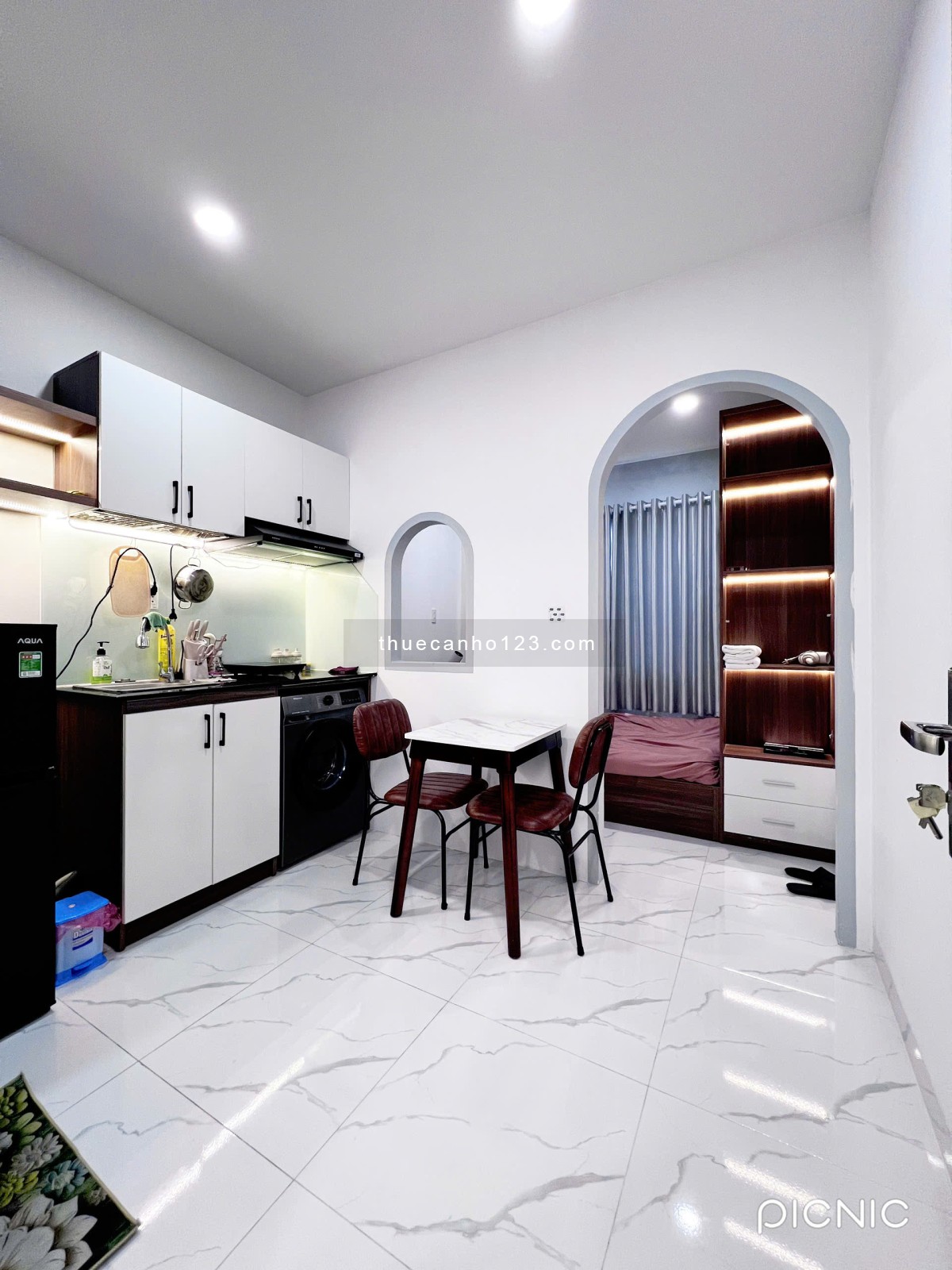 1PN tách bếp, 30m², Nơ Trang Long, full nội thất, giặt riêng, gần Văn Lang CS2-3, HUTECH – chỉ 5,7tr