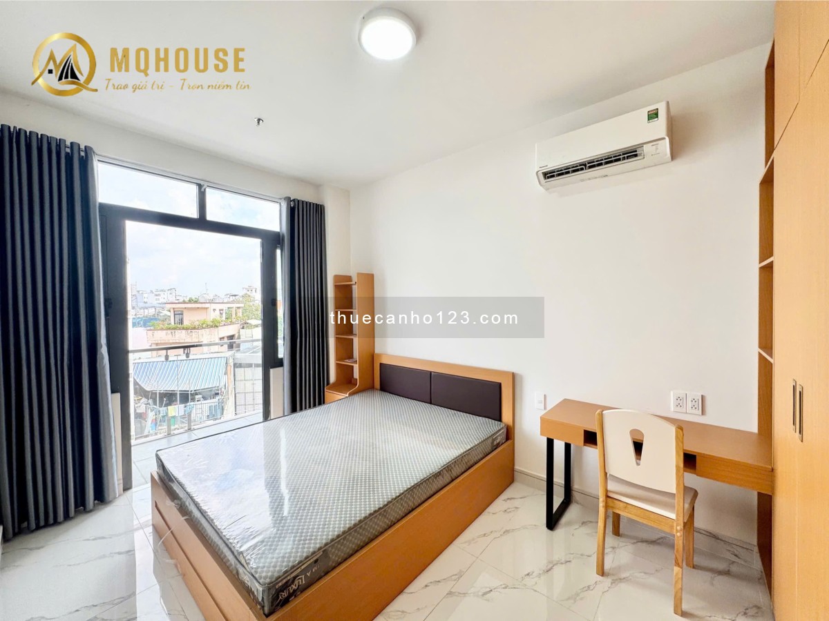 Studio full nội thất, nhà mới 100%, thang máy, hầm xe, giặt riêng, ban công, an ninh tuyệt đối