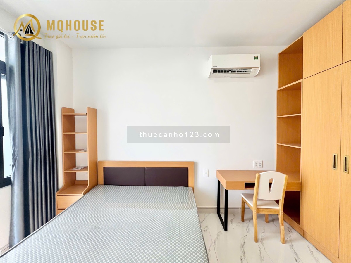Studio full nội thất, nhà mới 100%, thang máy, hầm xe, giặt riêng, ban công, an ninh tuyệt đối
