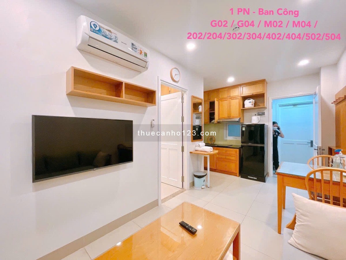 Cho thuê căn hộ 1Pn tách bếp, sofa, bàn làm việc, ban công rộng, thang máy vân tay, gần Q1,3,UEF