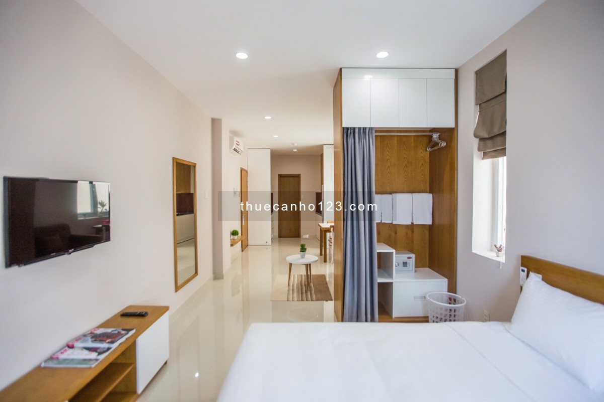 Căn hộ 1 Phòng Ngủ, Full nội thất, tone nâu trắng hiện đại, gần Q3,1, Phú Nhuận dễ dàng đi lại