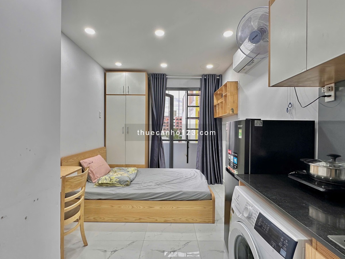 Phòng sinh viên Văn Lang, Bình Thạnh - Studio máy giặt riêng, thang máy, full nội thất như hình