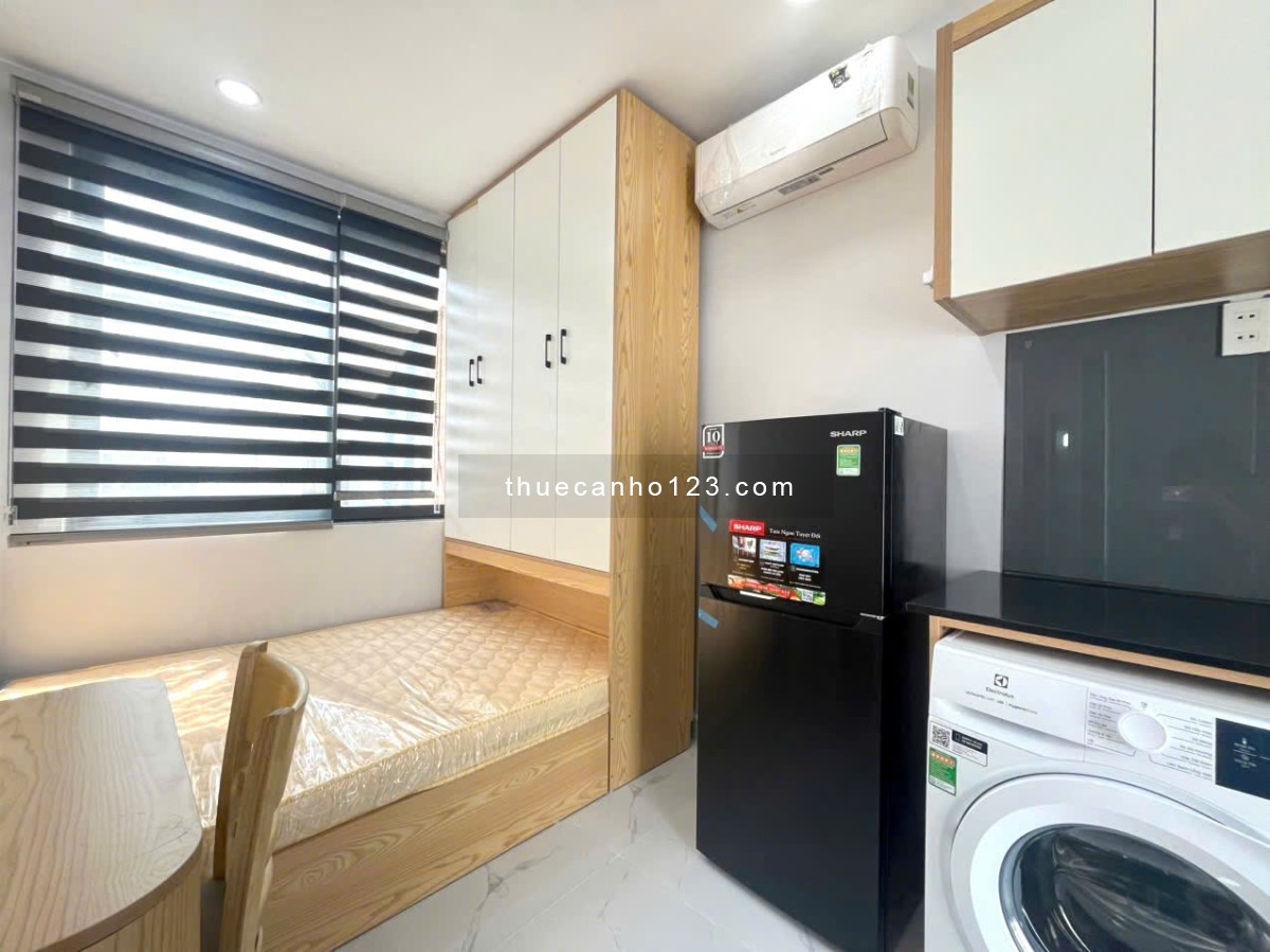 Phòng sinh viên Văn Lang, Bình Thạnh - Studio máy giặt riêng, thang máy, full nội thất như hình