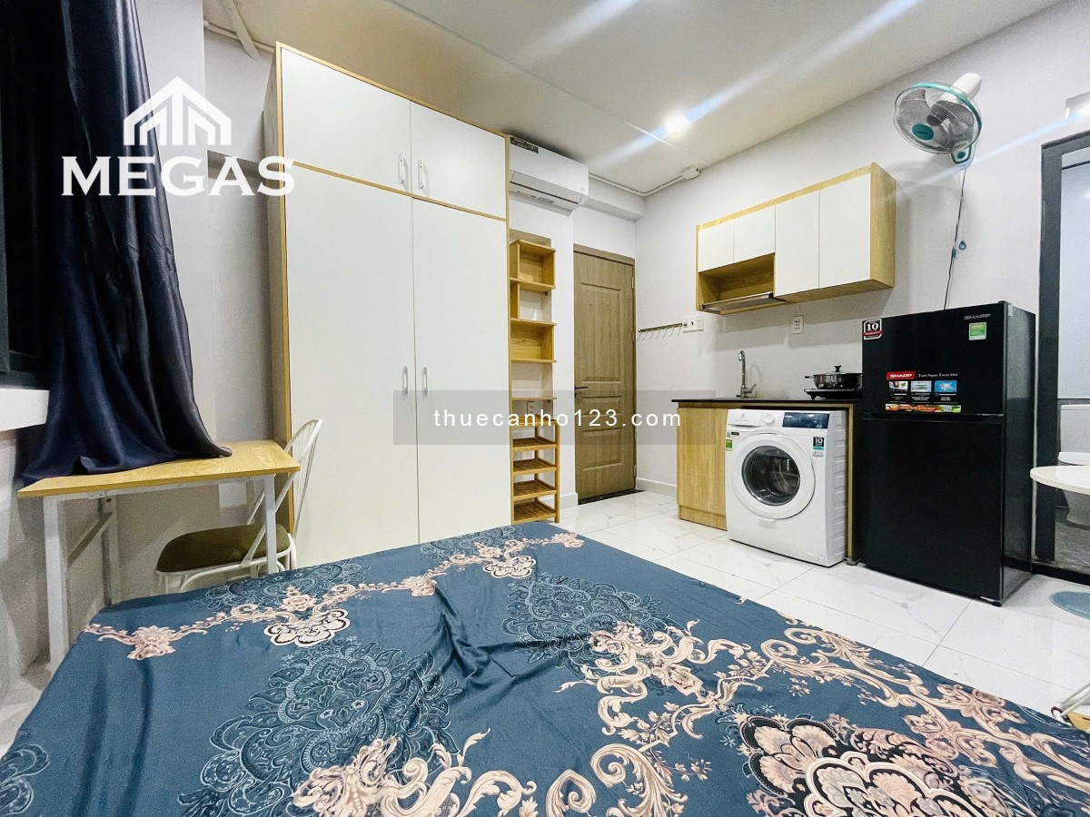 Phòng sinh viên Văn Lang, Bình Thạnh - Studio máy giặt riêng, thang máy, full nội thất như hình
