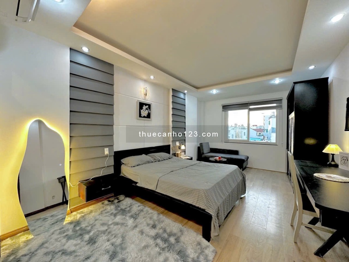 Căn hộ dạng 1PN cửa sổ view city, Full nội thất, bếp hút mùi, máy giặt riêng, đi lại Q1,3 dễ dàng