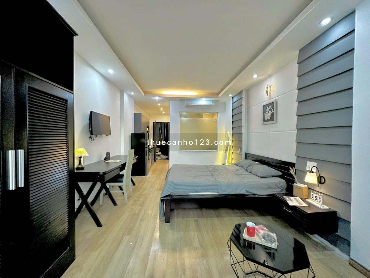 Căn hộ dạng 1PN cửa sổ view city, Full nội thất, bếp hút mùi, máy giặt riêng, đi lại Q1,3 dễ dàng