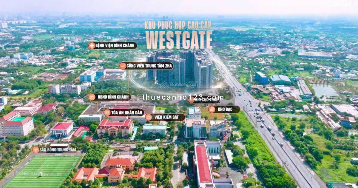 Cho thuê căn hộ West Gate 85m2 (3PN + 2WC), view toàn khu, full nội thất cao cấp, vào ở ngay