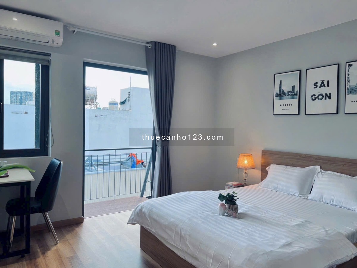 Căn hộ mini full nội thất Ban công lớn Tách bếp 40m2