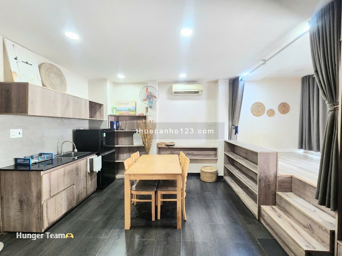 Cho thuê studio 35m², ban công, máy giặt riêng, tone gỗ – Phan Văn Trị, Bình Thạnh – Gần Văn Lang